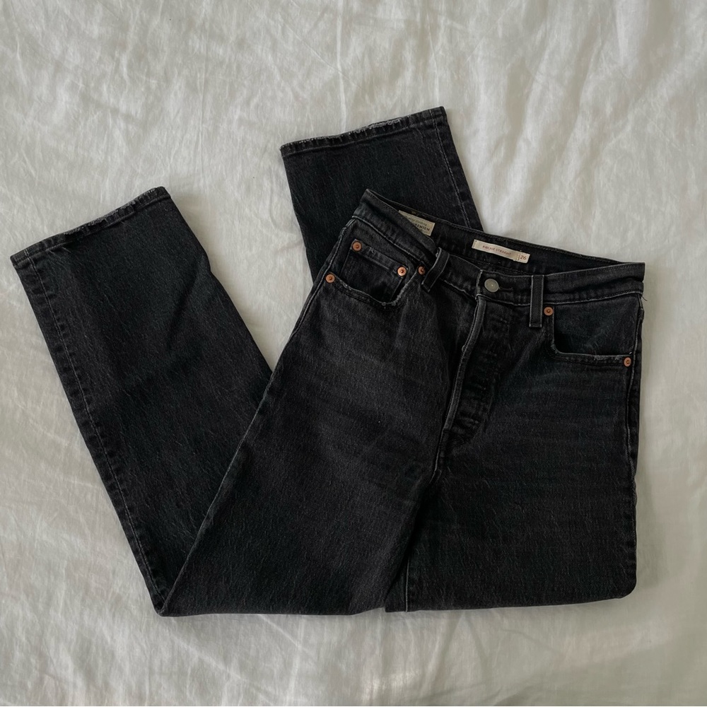 levi’s black ribcage straight jeans
